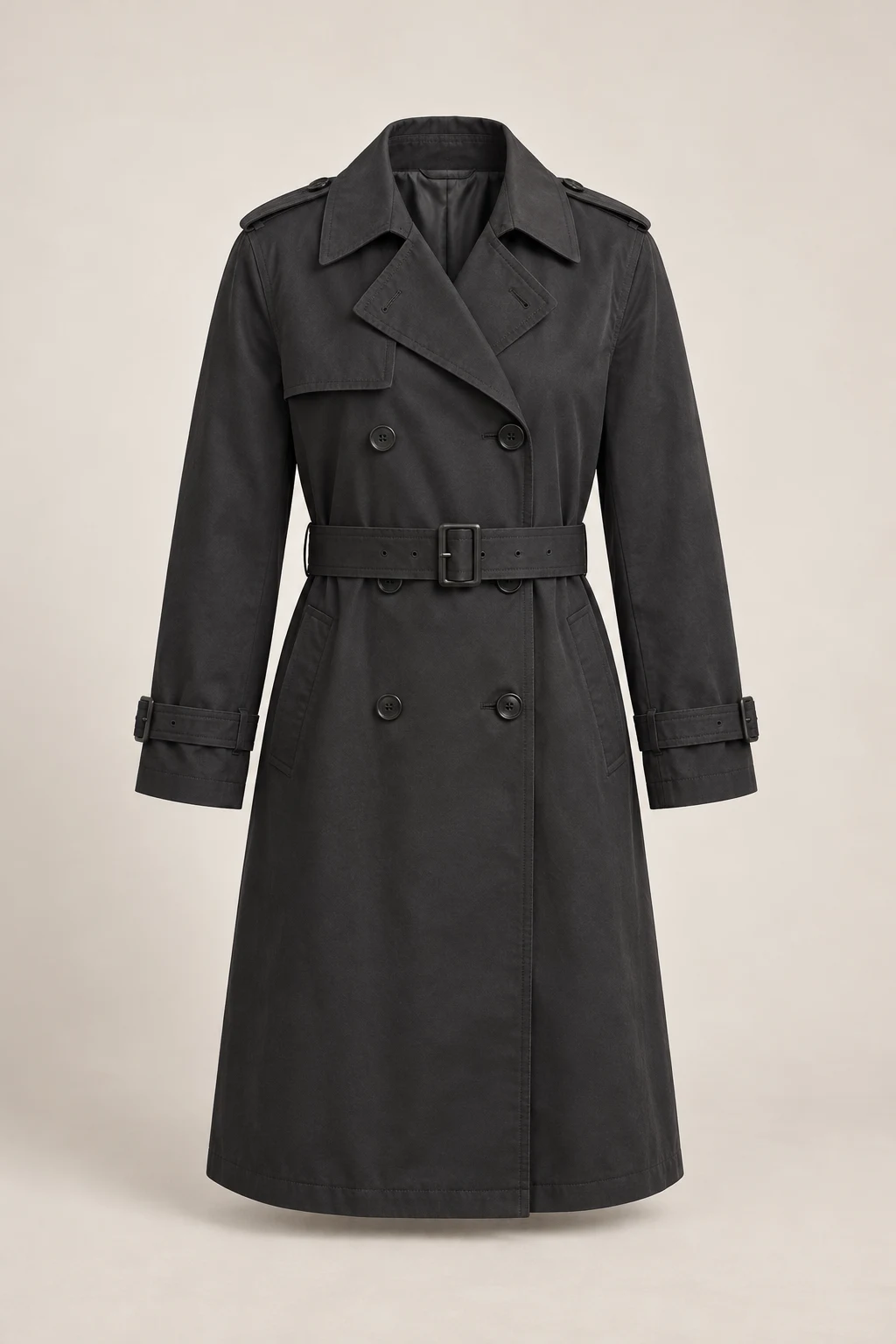 Night Ledger Trench in Charcoal Black
